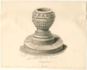 Betűtípus az Abbots Bromley templomban: szépia rajz alkotó: John Buckler