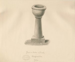 Betűtípus az Acton Trussell templomban: szépia rajz, 1841 alkotó: John Buckler