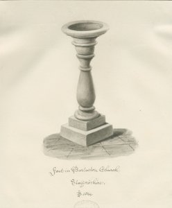 Betűtípus a Barlaston templomban: szépia mosás rajz, 1844 alkotó: John Buckler