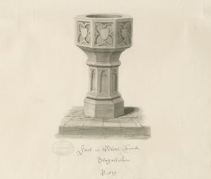 Betűtípus a Blore templomban: szépia rajz, 1839 alkotó: John Buckler