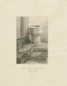 Betűtípus a Clifton Campville templomban: szépia rajz alkotó: John Buckler