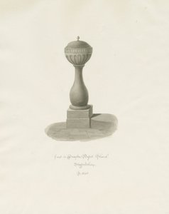 Betűtípus a Drayton Bassett Churchben: szépia rajz, 1848 alkotó: John Buckler