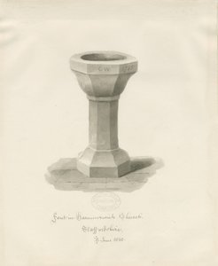 Betűtípus a Hammerwich templomban: szépia rajz, 1843. június (rajz) alkotó: John Buckler