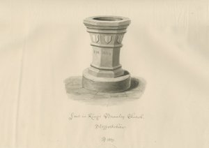Betűtípus a Kings Bromley templomban: szépia rajz, 1839 alkotó: John Buckler