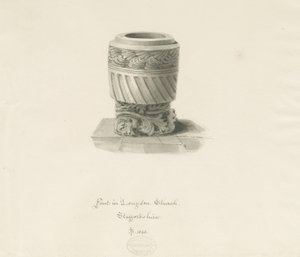 Betűtípus a Longdon templomban: szépia rajz alkotó: John Buckler