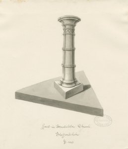 Betűtípus a Mucklestone templomban: szépia mosás rajz, 1843 alkotó: John Buckler