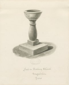 Betűtípus a Norbury templomban: szépia mosás rajz alkotó: John Buckler
