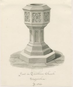 Betűtípus a Trentham Churchben: szépia rajz, 1844 alkotó: John Buckler
