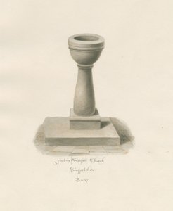 Font in Waterfall Church: szépia rajz alkotó: John Buckler