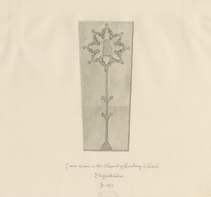 Hanbury templom - Sírkő: szépia rajz alkotó: John Buckler