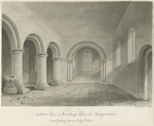 Armitage templom belseje: szépia rajz, 1844. július 6 alkotó: John Buckler