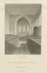 Coppenhall templom belseje: szépia rajz alkotó: John Buckler