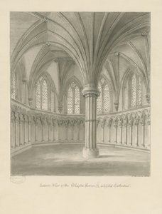Lichfield katedrális belseje - Káptalanház: szépia rajz alkotó: John Buckler