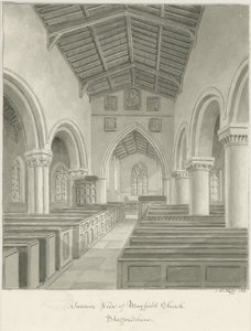 Mayfield templom belseje: szépia mosás rajz, 1844 alkotó: John Buckler