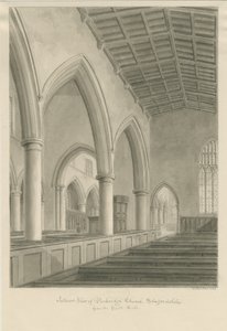 Penkridge templom belseje: szépia rajz alkotó: John Buckler