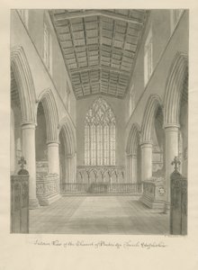 Penkridge templom belseje: szépia rajz alkotó: John Buckler