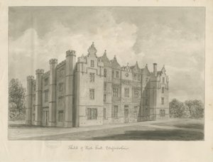 Keele Hall: szépia rajz alkotó: John Buckler