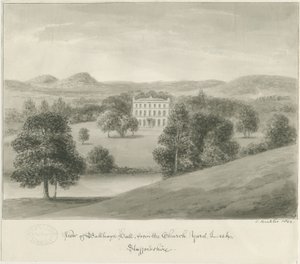 Póréhagyma – Ball Haye Hall: szépia rajz, 1844 alkotó: John Buckler