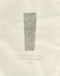 Póréhagyma templom - Sírkő: szépia rajz alkotó: John Buckler