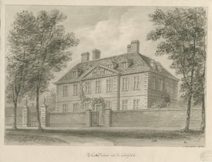 Lichfield - Püspöki palota a közelben: szépia rajz alkotó: John Buckler