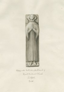 Lichfield - Képmás a Szent Mihály-templom kancellárjában: szépia rajz alkotó: John Buckler