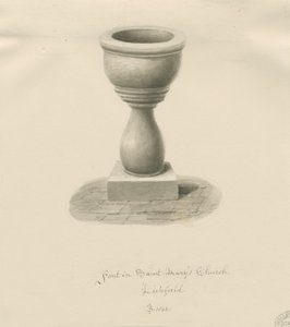 Lichfield - Betűtípus a Szent Mária templomban: szépia mosás rajz alkotó: John Buckler