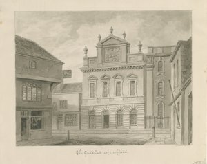 Lichfield - Guildhall: szépia rajz alkotó: John Buckler