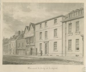 Lichfield - Könyvtár: szépia rajz, 1833 alkotó: John Buckler