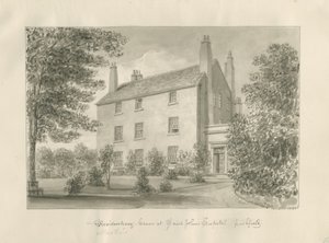 Lichfield - Mesterház a Szent János Kórházban: szépia rajz alkotó: John Buckler