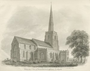 Lichfield - Szent Mihály templom: szépia rajz alkotó: John Buckler