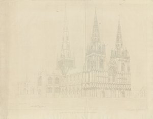 Lichfield katedrális – északnyugati nézet: rézkarc, 1807 alkotó: John Buckler