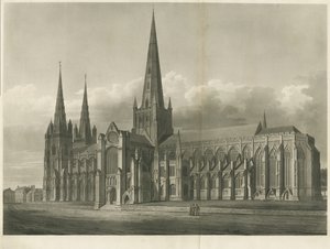 Lichfield katedrális – Délkeleti nézet: akvatinta metszet, és [?19. század]
