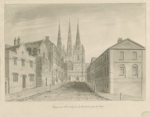 Lichfield katedrális : szépia rajz alkotó: John Buckler