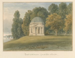 Middlesex – Hampton – Shakespeare temploma Garrick villájában, 1831 alkotó: John Buckler