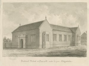 Newcastle-under-Lyme – Nemzeti Iskola: szépia mosás rajz alkotó: John Buckler