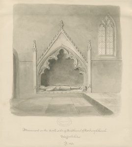 Norbury templom – Ralph le Boteler emlékműve: szépia mosás rajza, 1843 alkotó: John Buckler