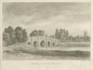 Penkridge Town - [Bull] Bridge: szépia rajz alkotó: John Buckler