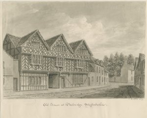 Penkridge Town - Old House: szépia rajz alkotó: John Buckler