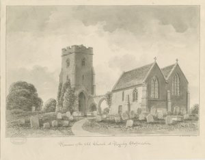 Rugeley templom (régi): szépia rajz alkotó: John Buckler