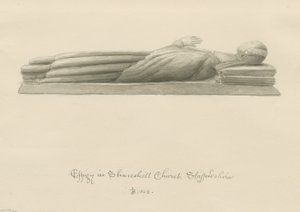 Shareshill templom – Monumentális figura [Cassandra Swynnerton]: szépia mosás rajz alkotó: John Buckler