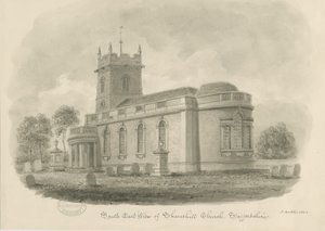 Shareshill templom: szépia rajz, 1843 alkotó: John Buckler