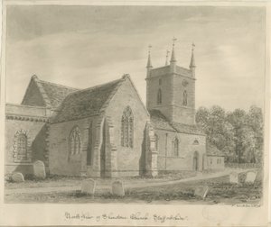 Shenstone templom: szépia rajz alkotó: John Buckler