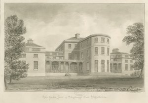 Shugborough Hall – Kertfront: szépia rajz, 1842 alkotó: John Buckler