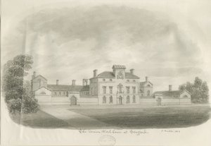 Stafford - Union Workhouse: szépia rajz alkotó: John Buckler