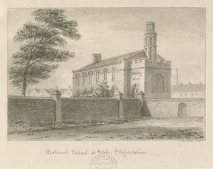 Stoke-upon-Trent – Nemzeti Iskola: szépia rajz, 1840 alkotó: John Buckler