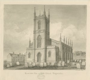 Stoke-upon-Trent templom [Új]: szépia rajz alkotó: John Buckler