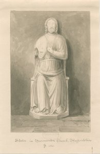 Swynnerton templom - Jézus Krisztus szobra: szépia mosás rajz alkotó: John Buckler