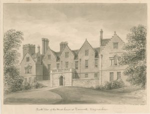 Tamworth - The Moat House: szépia rajz alkotó: John Buckler