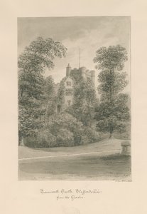 Tamworth kastély: szépia mosás rajz alkotó: John Buckler