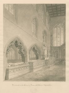 Tamworth templom - Műemlékek: szépia rajz alkotó: John Buckler